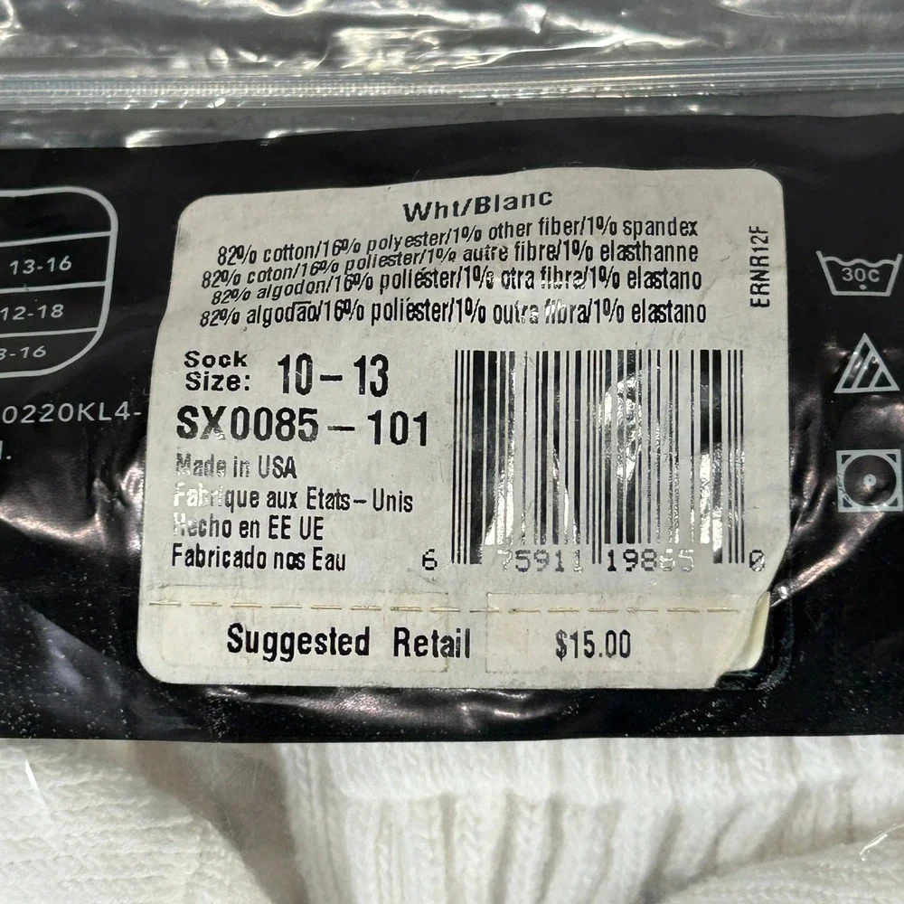 VTG Y2K 2003 USA Nike Crew Socks 6 Pair White Cotton Blend Mens 6.5-12 NEW